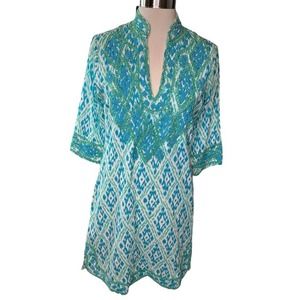 Gretchen Scott Dress Womens Embroidered Pockets V-Neck Beach Preppy Extra Small